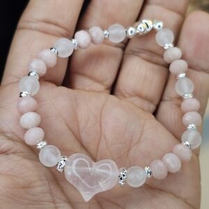 Rose Quartz Heart And PINK OPAL Bracelet